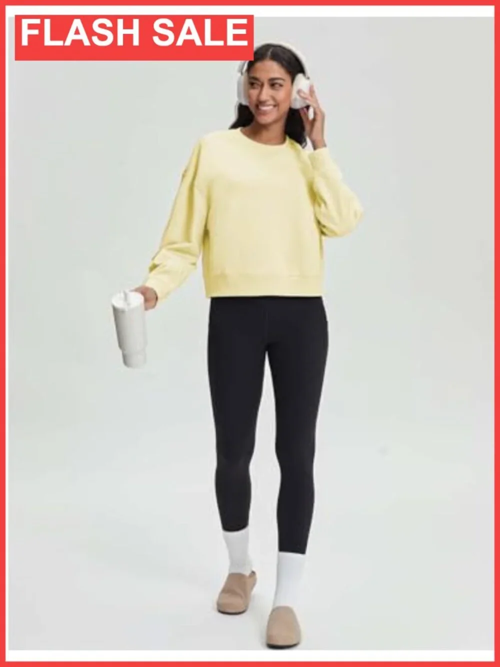Stelle Women's Cropped Crewneck Sweatshirt Relaxed Fit Pullover Long Sleeve